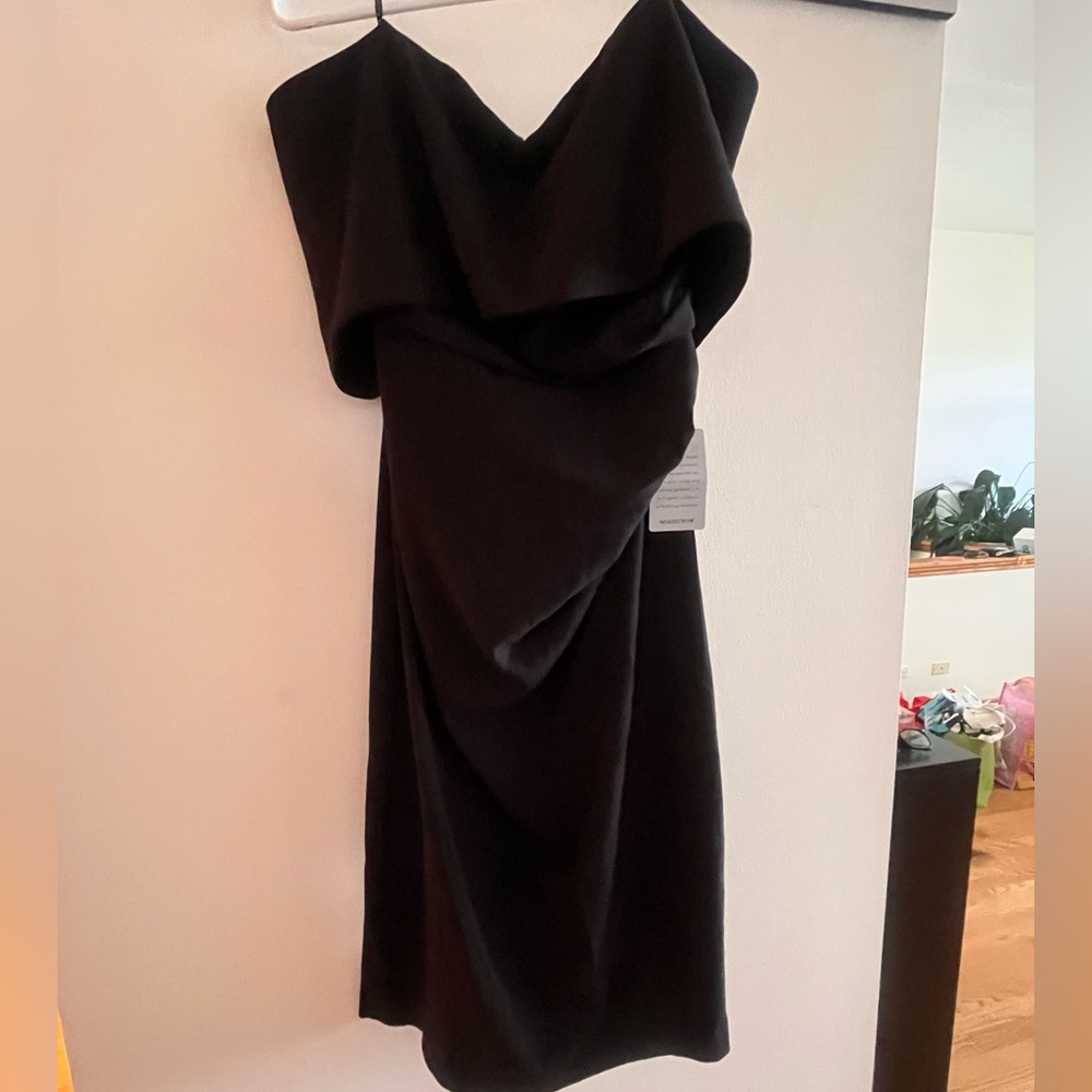 Vince Camuto Black Asymmetrical Wrap Gown